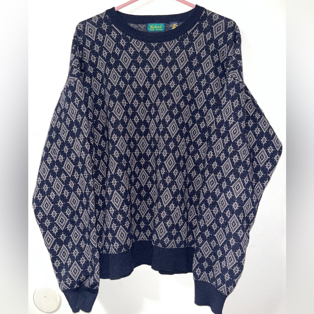 Ford Navy and White Patterned Crewneck Sweater